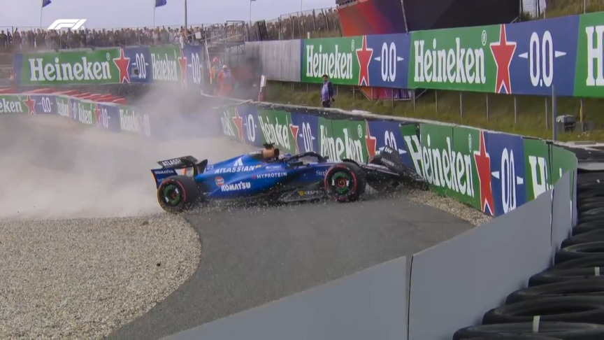 2025 Dutch GP FP2: Albon crashes out to trigger second red flag of the session